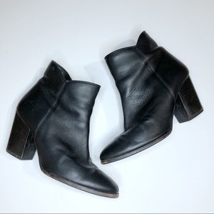 Thursday Boot Co Black Ankle Side Zip Heeled Booties
